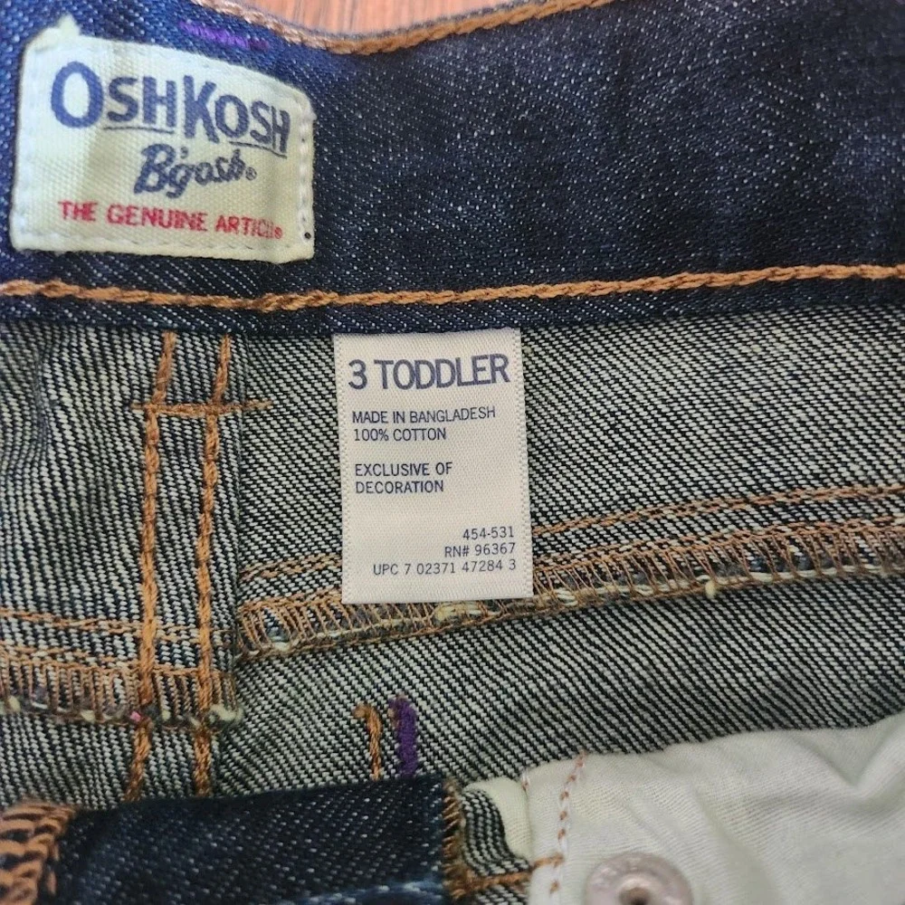 OshKosh Bgosh Toddler Girls 3T Dark Wash Embroidered Floral Jeans Adj. Waist 312